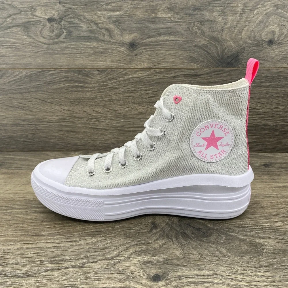 Converse Chuck Taylor All Star Move Silver Pink Platform High Top A06332C Kids 5